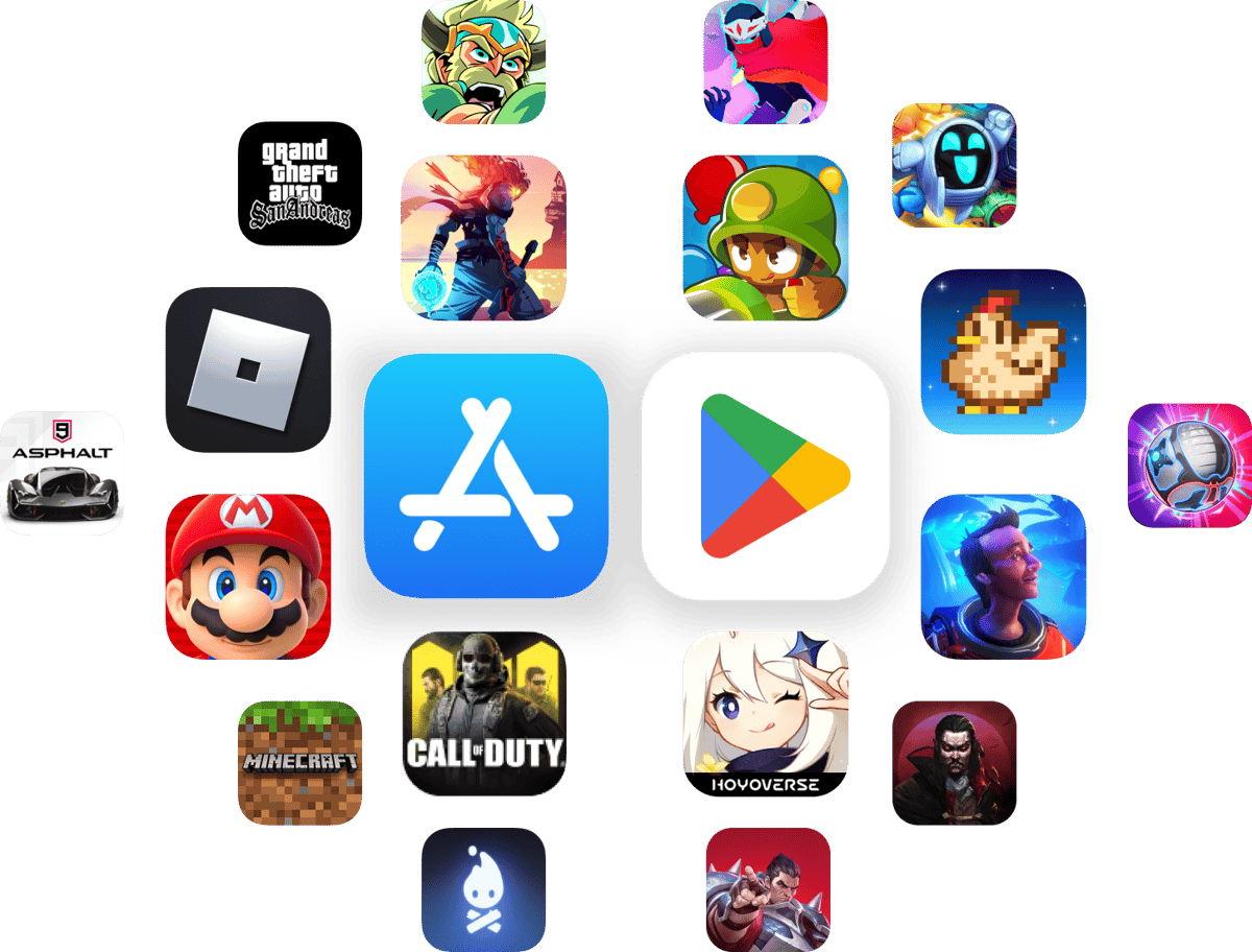 icônes d'application de divers jeux sur l'App Store